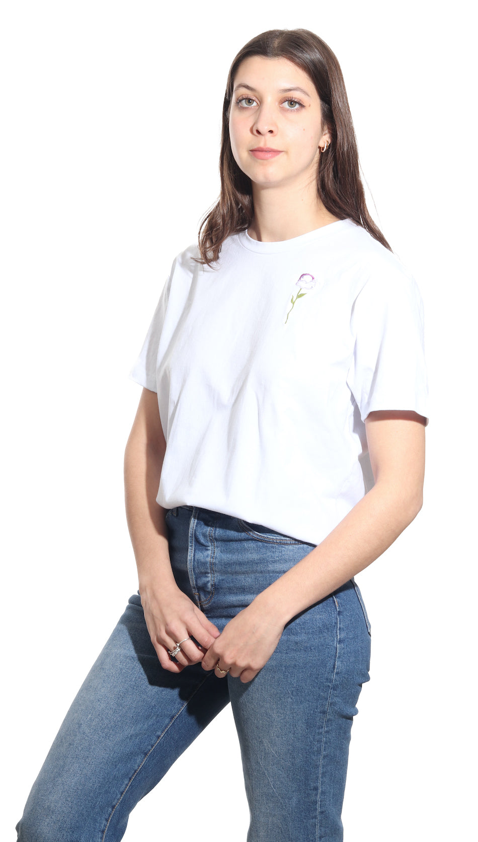 playera lisianthus blanca