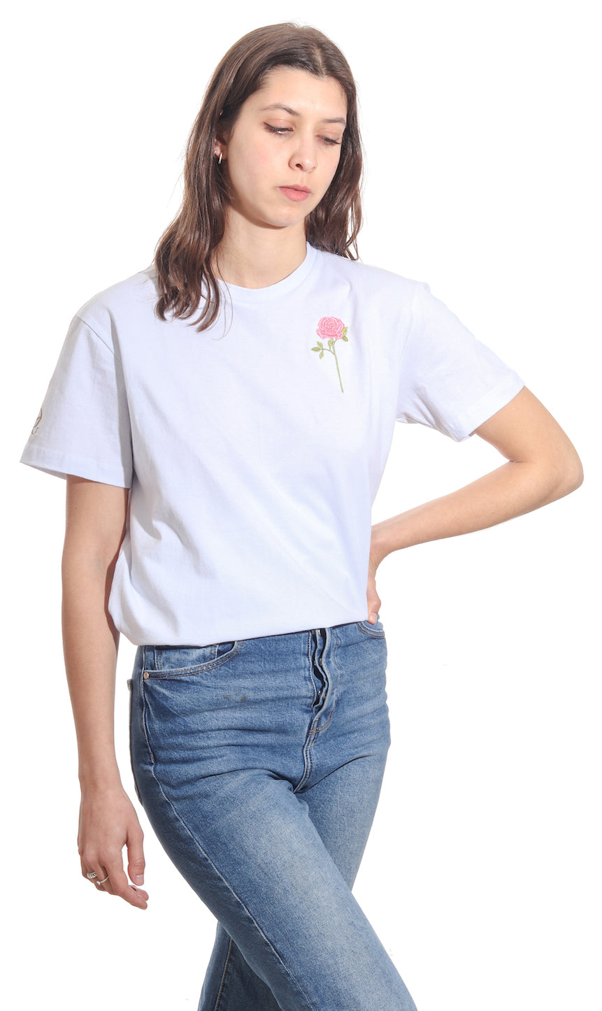 playera rosa blanca